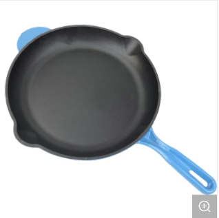 Thickened Round Cast Iron Enamel Frying Pan Baking Plate Skillet with Integrated Long Handle Popular Homelike Barbecue